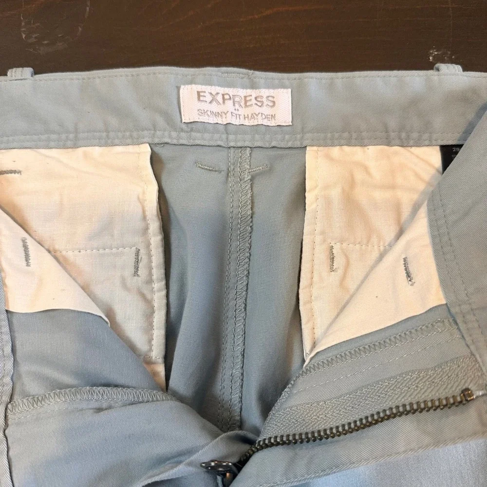 Express Skinny Fit‎ Hayden Chino Pants Light Blue Grey 29x32 Stretch Cotton